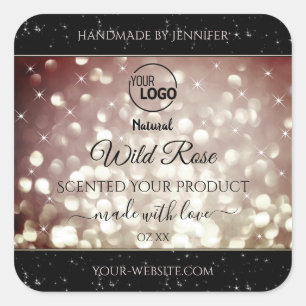 Light Burgundy Glitter Sparkle-Logo — Productlabel Vierkante Sticker