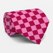 Light Burgundy Red Pink Checkered Stropdas (Opgerold)