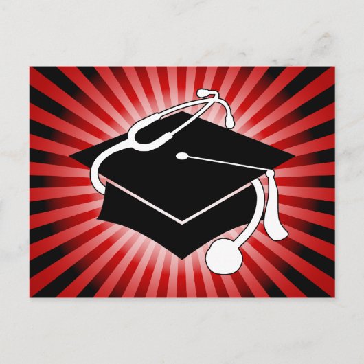 Light Burst Medical Graduation Cap Aankondigingskaart (Voorkant)