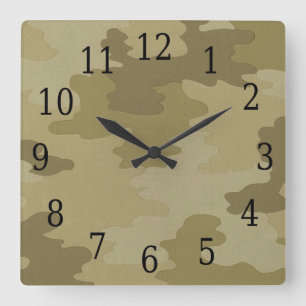Light Camouflage Square Clock Vierkante Klok