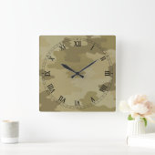 Light Camouflage Square Roman Numals klok (Huis)