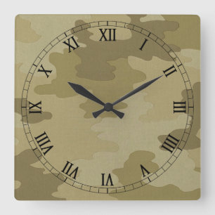 Light Camouflage Square Roman Numals klok
