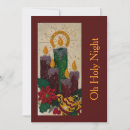 Light Candle Sequin Sewing Holly Holiday Card Feestdagenkaart