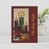 Light Candle Sequin Sewing Holly Holiday Card Feestdagenkaart (Staand voorkant)
