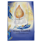 Light Candles Waterverf Happy Hanukkah Medium Cadeauzakje (Achterkant)