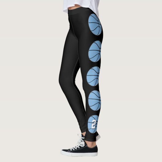 Light Carolina Blue Basketball Custom Number Sport Leggings (Links)