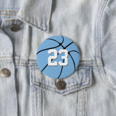Light Carolina Blue Basketball Player Number Sport Ronde Button 7,6 Cm (In situ)