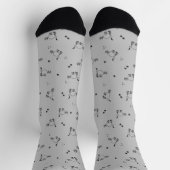 Light Charcoal Cat Line Art Pattern Socks Sokken (Top)