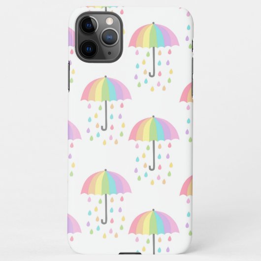 Light Colors Rainbow Umbrella Print Rain Drops iPhone Hoesje (Achterkant)
