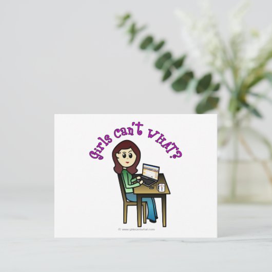 Light Computer Girl Briefkaart (Staand voorkant)