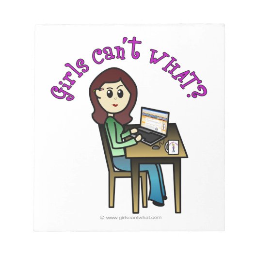 Light Computer Girl Notitieblok (Voorkant)