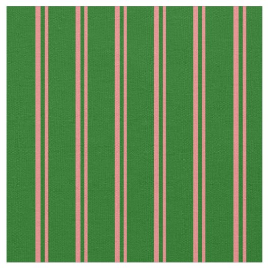 Light Coral and Dark Green Stripes Pattern Stof (Close Up)