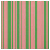 Light Coral & Forest Green Stripes Pattern Stof (Swatch)