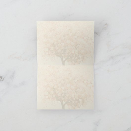 Light Coral Heart Leaf Tree Dank u Bedankkaart (Binnen)