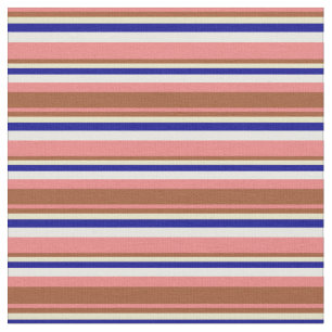 Light Coral, Sienna, Bleek Goldenrod, Blue & White Stof