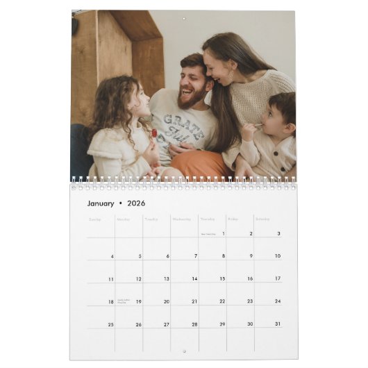 Light Cream Aangepaste Familie Foto's Kalender (Jan 2026)