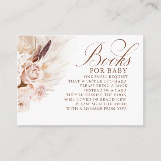 Light Cream Floral Exotic Boho Baby shower Books Informatiekaartje (Voorkant)