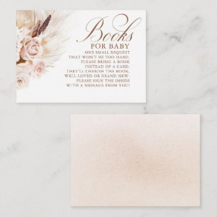 Light Cream Floral Exotic Boho Baby shower Books Informatiekaartje