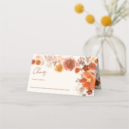 Light Cream Floral Herfst Seat Wedding Table Plaatskaartje
