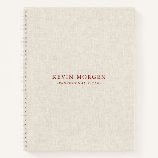Light cream linen texture brown typography notitieboek (Voorkant)