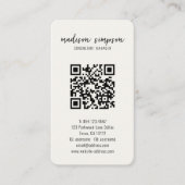 Light Cream Minimalist Modern Initiaal QR Code Visitekaartje (Voorkant)