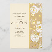 Light Cream Quinceañera Folie Uitnodiging (Voorkant)