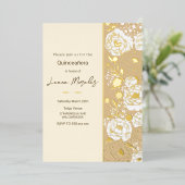 Light Cream Quinceañera Folie Uitnodiging (Staand Voorkant)
