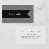 Light Damask Pattern Dark Ribbon Visitekaartje (Voorkant / Achterkant)