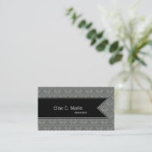 Light Damask Pattern Dark Ribbon Visitekaartje (Staand voorkant)