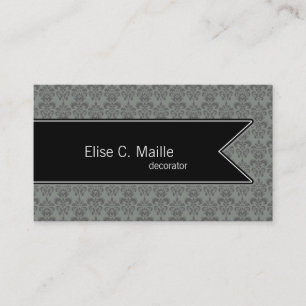 Light Damask Pattern Dark Ribbon Visitekaartje
