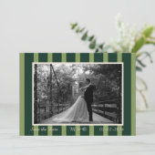 Light & Dark Green Thin Stripe Invitation Kaart (Staand voorkant)