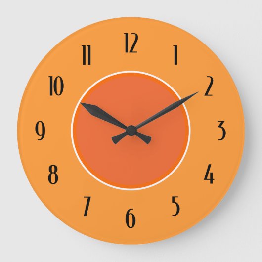 Light & Dark Orange Deco Black Numbers Clock Grote Klok (Voorkant)