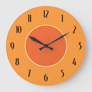 Light & Dark Orange Deco Black Numbers Clock Grote Klok
