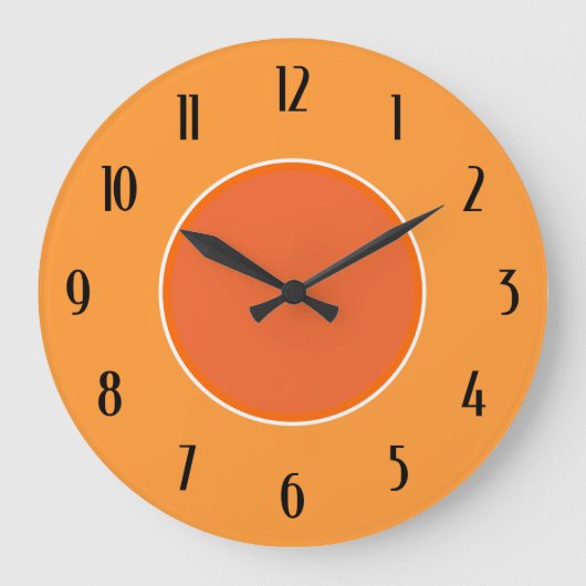 Light & Dark Orange Deco Black Numbers Clock Grote Klok (Voorkant)