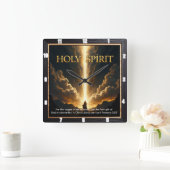 Light Descends Cross Mountain Golden Life Vierkante Klok (Huis)