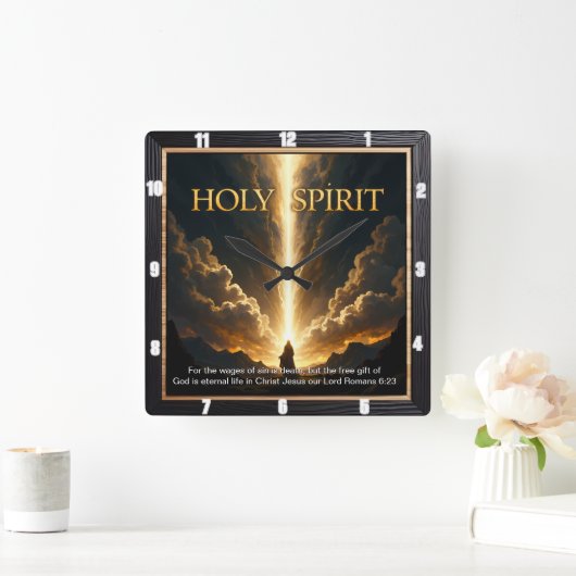 Light Descends Cross Mountain Golden Life Vierkante Klok (Huis)