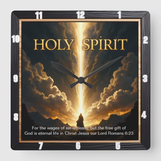 Light Descends Cross Mountain Golden Life Vierkante Klok (Voorkant)