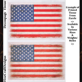 Light Distressed American Flag Pair EX1 Decoupage Tissuepapier