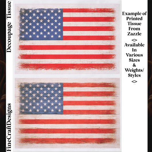 Light Distressed American Flag Pair EX1 Decoupage Tissuepapier