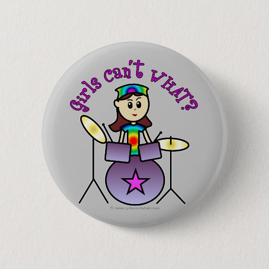 Light Drummer Girl Ronde Button 5,7 Cm (Voorkant)