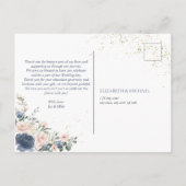 Light Dusty Blue Blush Pink Gold Floral Briefkaart (Achterkant)