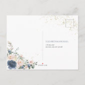 Light Dusty Blue Blush Pink Gold Floral RSVP Uitnodiging Briefkaart (Achterkant)
