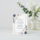 Light Dusty Blue Blush Pink Gold Floral Weddenscha Informatiekaartje (Staand voorkant)