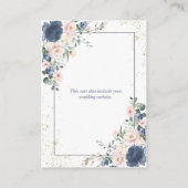 Light Dusty Blue Blush Pink Gold Floral Weddenscha Informatiekaartje (Achterkant)