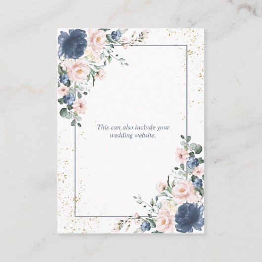 Light Dusty Blue Blush Pink Gold Floral Weddenscha Informatiekaartje (Achterkant)