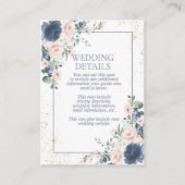 Light Dusty Blue Blush Pink Gold Floral Weddenscha Informatiekaartje (Voorkant)