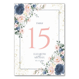 Light Dusty Blue Blush Pink Gold Floral Weddenscha Kaart