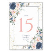 Light Dusty Blue Blush Pink Gold Floral Weddenscha Kaart (Voorkant)