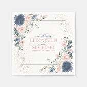 Light Dusty Blue Blush Pink Gold Floral Weddenscha Servet (Voorkant)