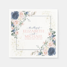 Light Dusty Blue Blush Pink Gold Floral Weddenscha